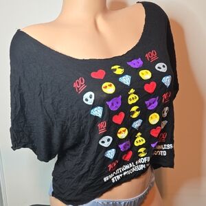 Rue21 Black Emoji Graphic Crop Top